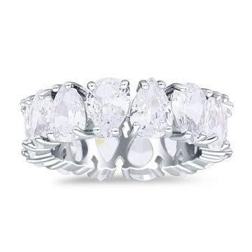 Teardrop Pear Shaped Eternity Wedding Band Cubic Zirconia 925 Sterling Silver Wholesale